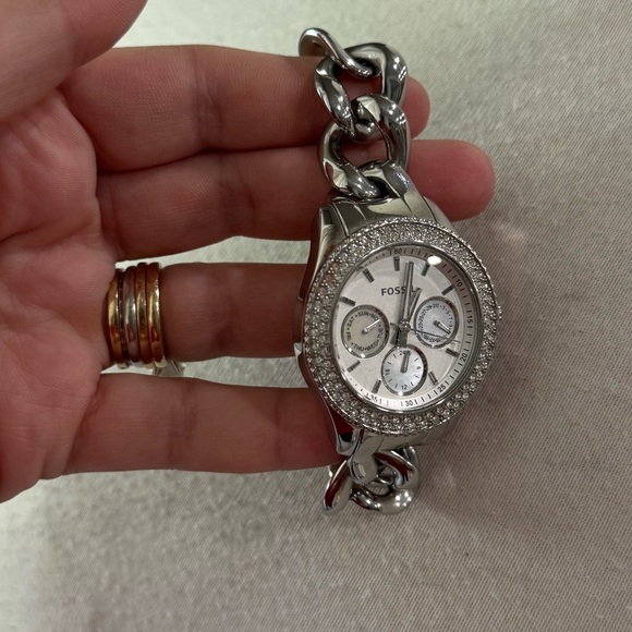 Fossil Stella‎ Silver Chronograph Watch with Crystal Accents